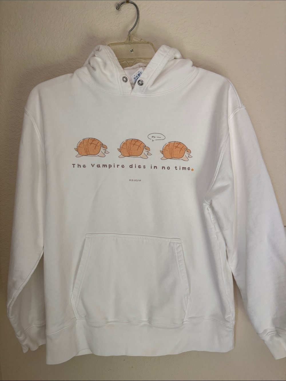 White Graphic Hoodie - The Vampire Dies In No Time